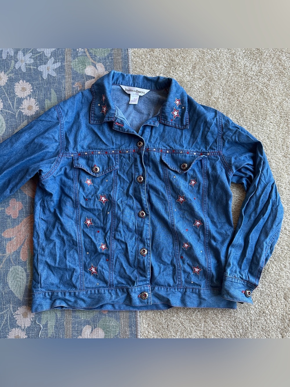 Drapers & Damons Blue Embroidered Star Denim Jacket View 2